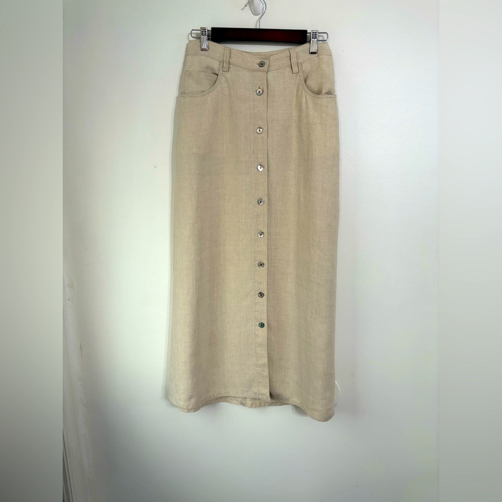 Cambridge Dry Goods Company Oatmeal Linen Skirt Size 8